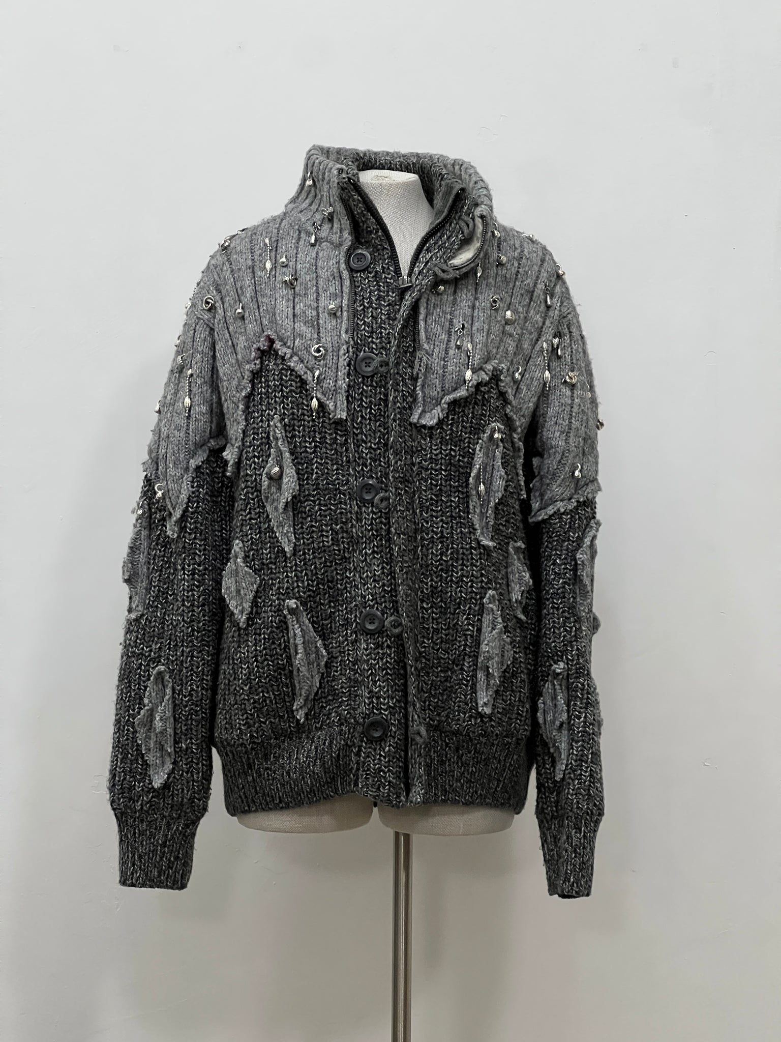 Runway bedazzled wool rework jacket