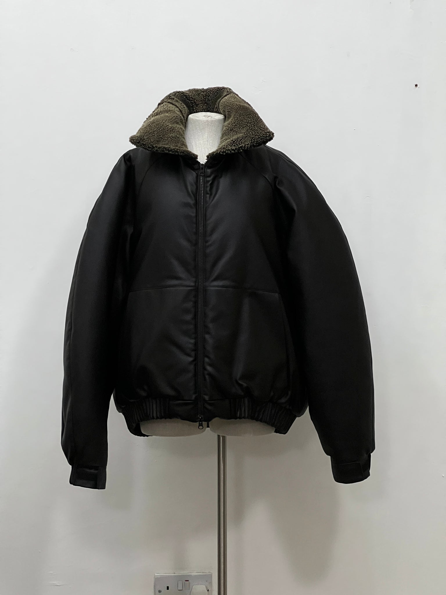 runway faux leather puffer bomber
