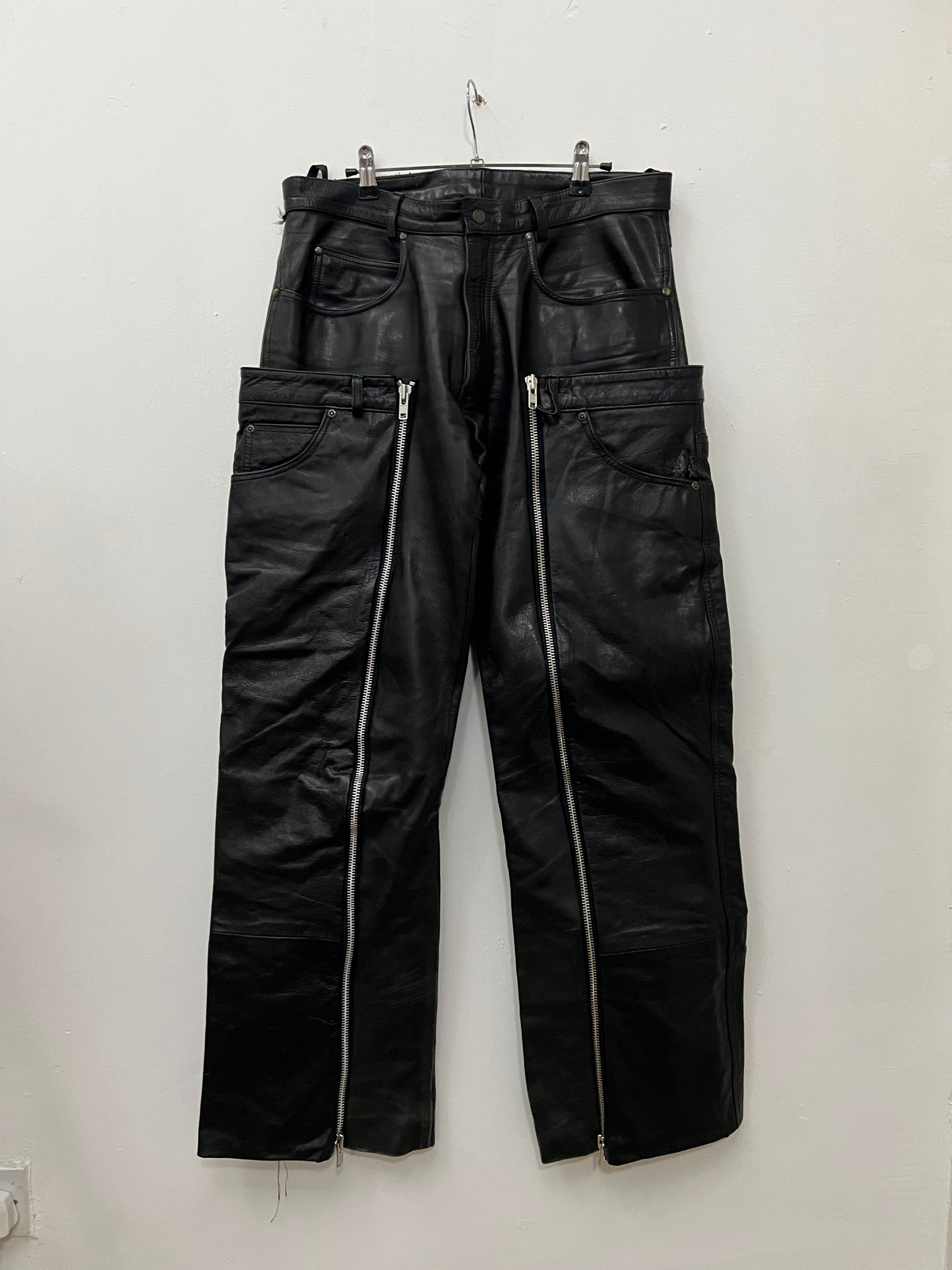 runway sample leather double knee