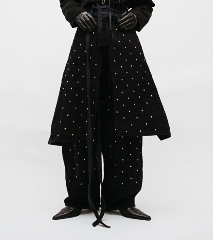 runway denim trousers with chaps