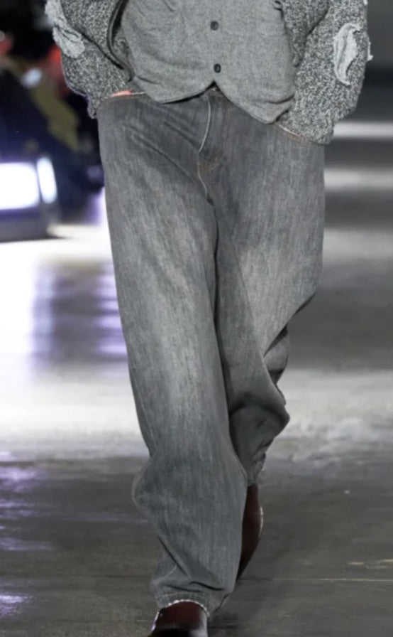 runway sample trousers - grey washed denim