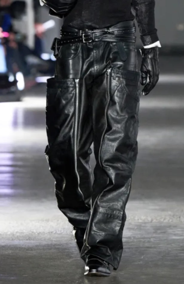 runway sample leather double knee